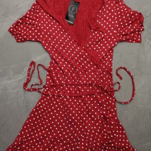 Polka Dot Ruffle Wrap Tea Dress
