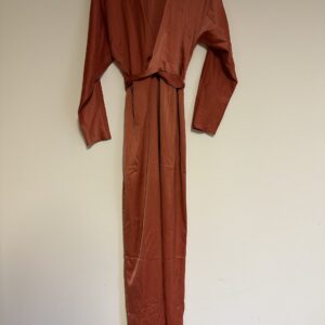 Satin Maxi Dress with Batwing Sleeve and Wrap Waist