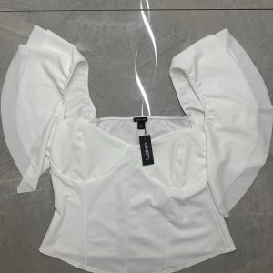 Plus Ruffle Sleeve Corset Top