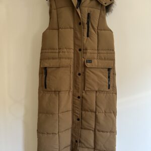Long Faux Fur Puffer Gilet with Hood