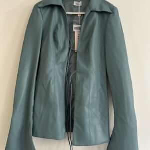 Vegan Leather Jacket with Low Waist Mini Skirt