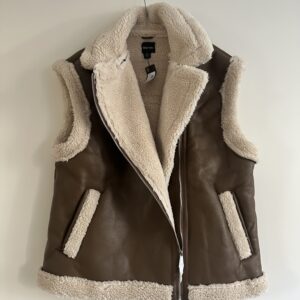Plus Teddy Trim Faux Leather Gilet
