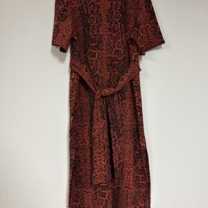Snake Print Tie Waist Midi Shift Dress
