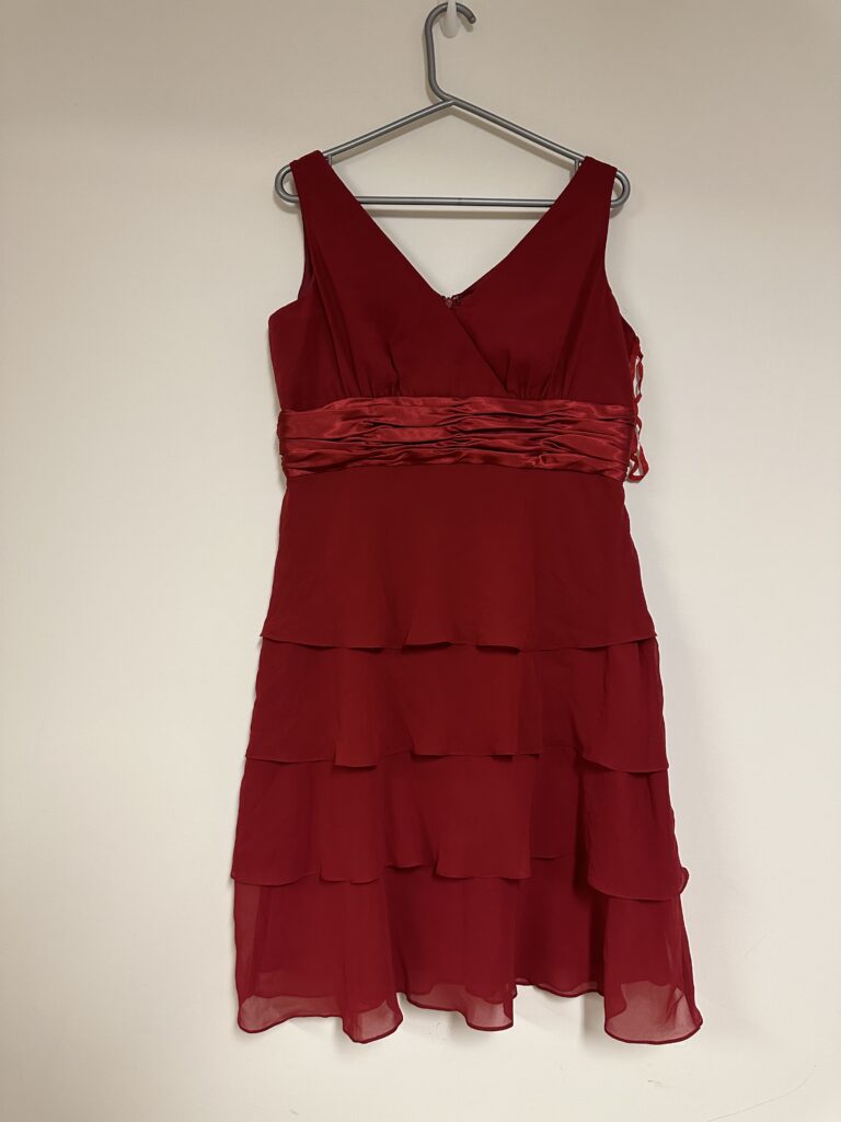 Chiffon Tiered Dress with Satin Belt