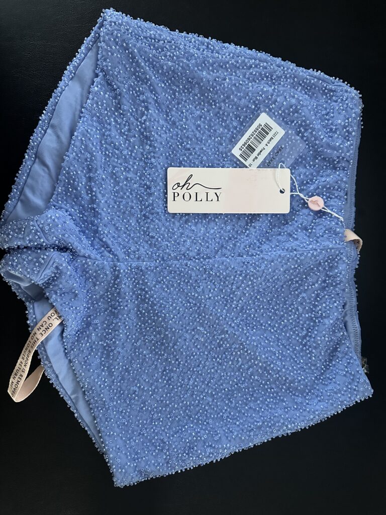 Embellished High Waist Hot Pant Shorts in Powder Blue